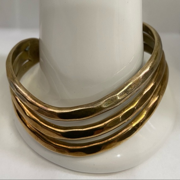 Brass women vintage open cuff bangle bracelet, 1” width. Pre-owned see pictures. - Picture 2 of 7